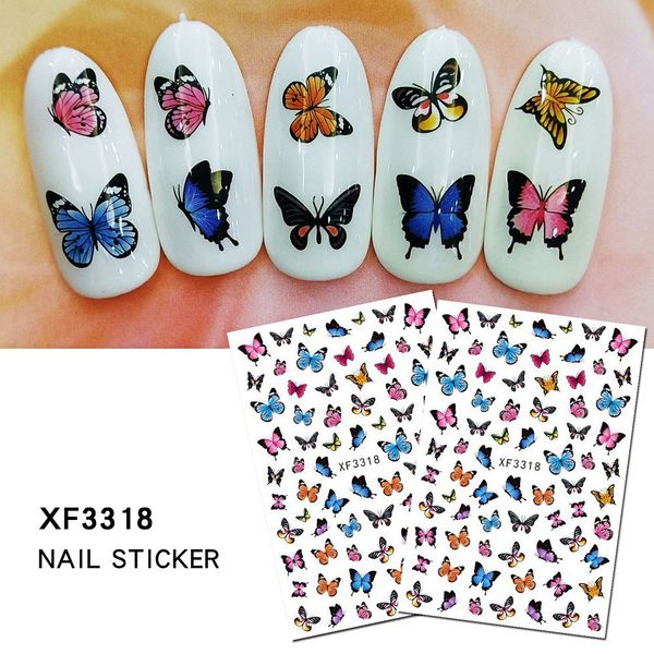 

new butterfly nail stickers back glue decals colorful 2020 new nail art manicure sliders wraps 16 styles, Black