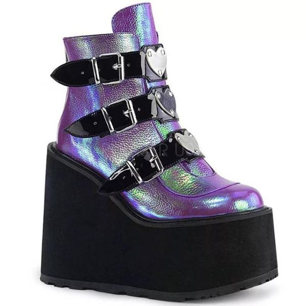 

winter women boots platform boots fashion thick bottom ankle wedges shoes lace up buckle ankle botas mujer f253, Black