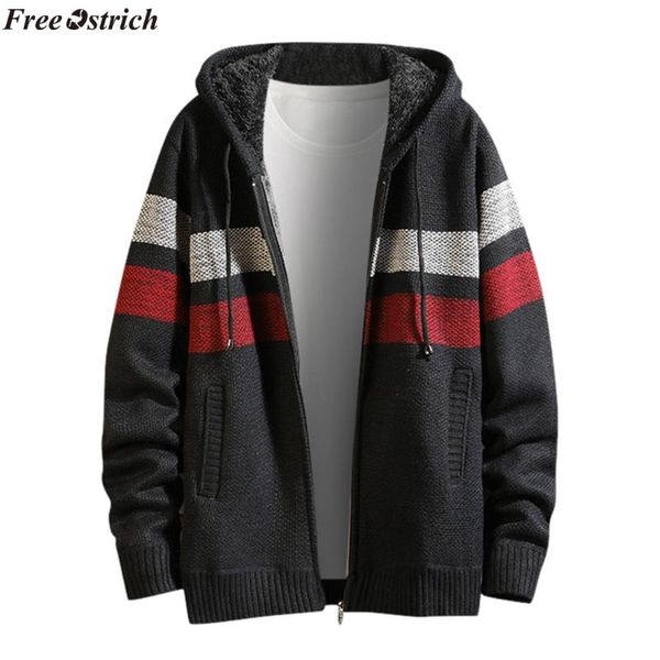 

ostrich men jacket 2020 men's autumn winter casual patchwork hoodie jacket coat,men's jackets, Black;brown