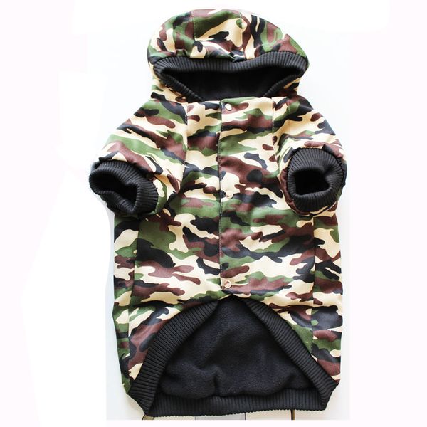 Pet Dog Abbigliamento invernale Camouflage Giacca calda con cappuccio per cani di piccola taglia Addensare Cappotto di cotone a doppio strato Bulldog francese Pug T200710