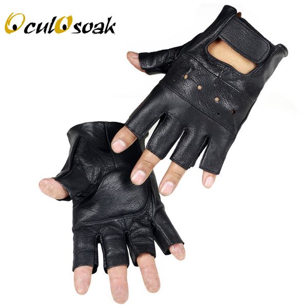 

2019 new style mens sheep leather driving fitness half finger tactical gloves black guantes luva g002, Blue;gray