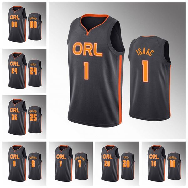 

custom orlando magic men wes iwundu aaron gordon jonathan isaac michael carter-williams nikola vucevic new black city jersey 01, Black;red