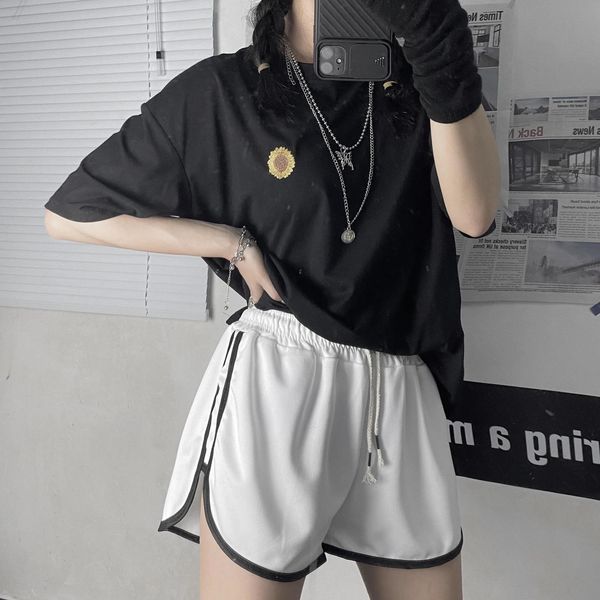

korean of retro casual comfortable fabric elastic high waist women shorts drop shipping good quality new fashion, White;black