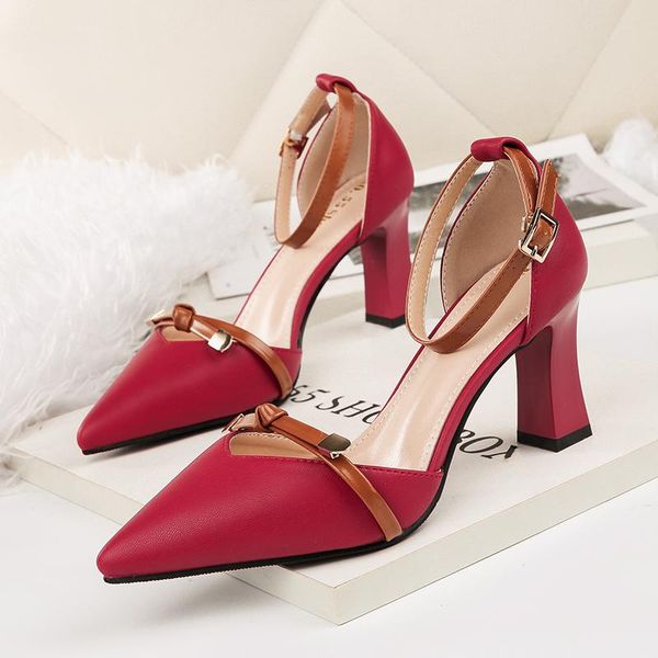 

2020 women summer 7.5cm fetish high heels nude luxury sandals lady thick heels light pumps female escarpins block hollow shoes, Black