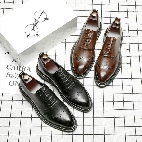 

узелок конструктора класса люкс мужчины обувь мода кожа мужчина платье обувь острого нос баллок oxfords для a21-60, Black