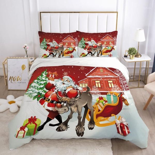 

3d bedding sets xmas duvet cover set quilt covers and pillow shams comforther case father christmas printing design bedclothes1