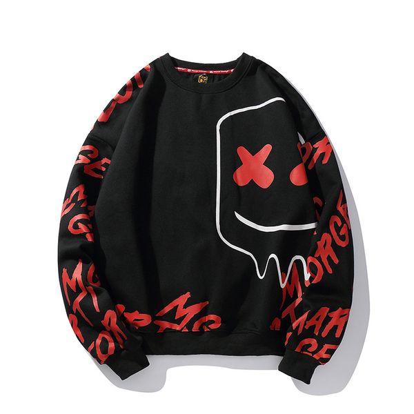 

2021 outono e inverno spoof xx mascarado oversize alm de veludo solto fora do ombro redondo neckmen base aga8, Black