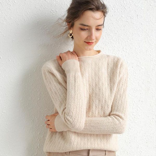 

100% merino wool cashmere sweater women winter warm o-neck long sleeve ladies pullover knitted autumn jumper vintage sweater1, White;black