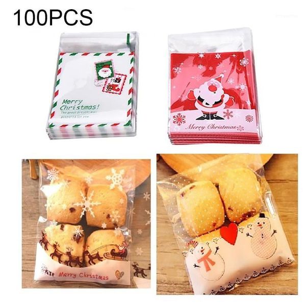 

100pcs durable self-adhesive transparent plastic bags for candy cookie gift packaging bag christmas storage pouch gift bags1