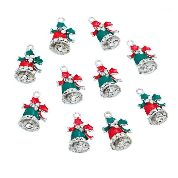 

christmas decorations 20pcs bells pendants charm red green enamel pedants accessories women men jewelry fit 20211