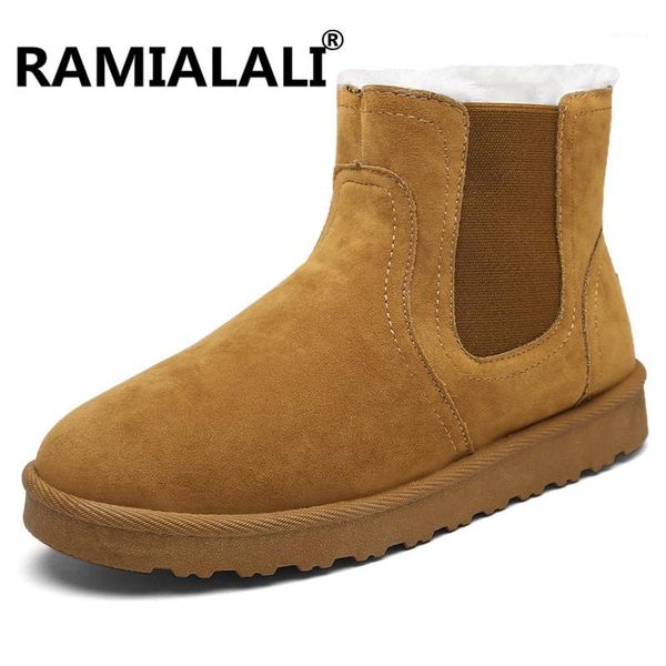 

ramialali winter men snow shoes warm fur plush inside antiskid bottom men shoes casual warm ankle boots, Black