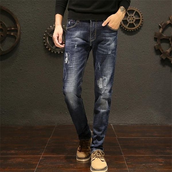 

long length stylish jeans for men male pants 201223, Blue