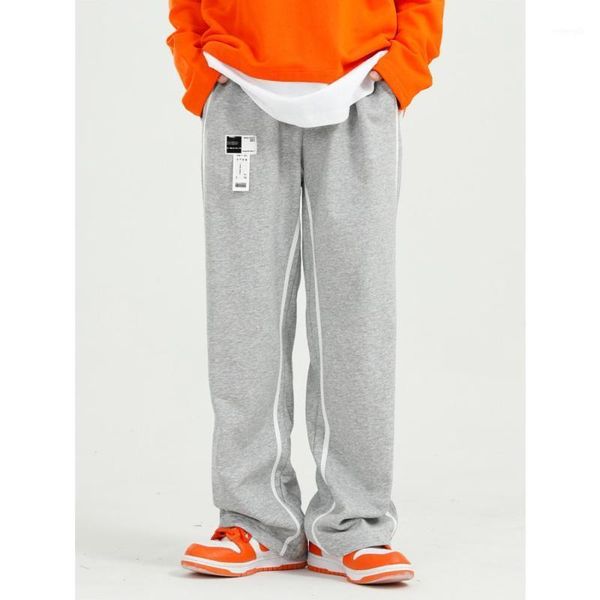 

firmranch 2020 spring/autumn loose casual long sportpants men ins hip hop both side strap sweatpants youth boys sport series1, Black