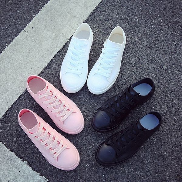 

rain boots for women white sneakers shoes waterproof spring summer female casual shoes rubber rain boots size 40 y200115, Black