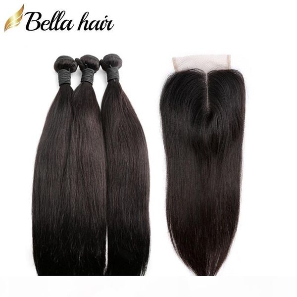 

brazilian virgin hair closure hair bundles with lace closure middle part silky straight natural color 8-34 inch bellahair, Black