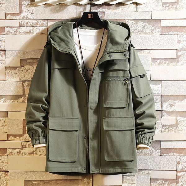 

2021 new outdoor black green pocket spring winter cargo jacket oversize 4xl 5xl fashion clothes 6jef, Black;brown