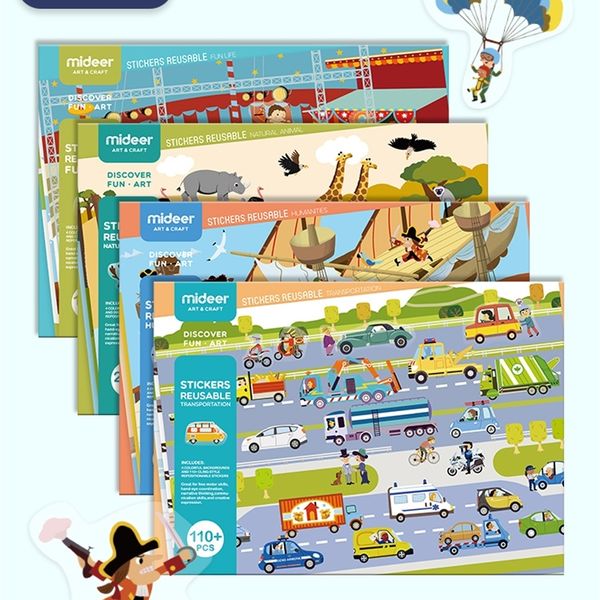 Adesivos de Mideer Adesivos Dos Desenhos Animados Impermeável Scrapbook Vara Repetida Uso de Brinquedo Bebê Adesivos para 3-6 Anos Kids Puzzle Stick Sets LJ201019