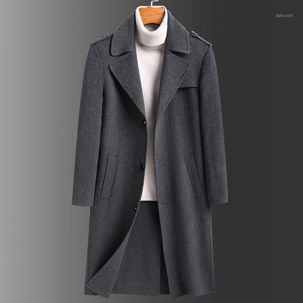 

men's double coat fashion business leisure warm and comfortable wool coat of cultivate morality1, Black