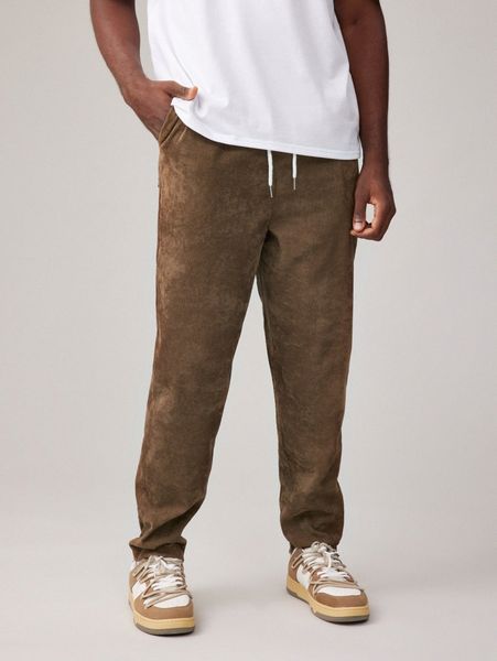 

romwe guys corduroy solid drawstring pants 63gu#, Black