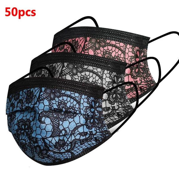 Maschere per il viso monouso in pizzo di design per adulti Maschera per la bocca non tessuta unisex Maschera antipolvere Moda ciclismo all'aperto Maschere PM2.5 FY0105