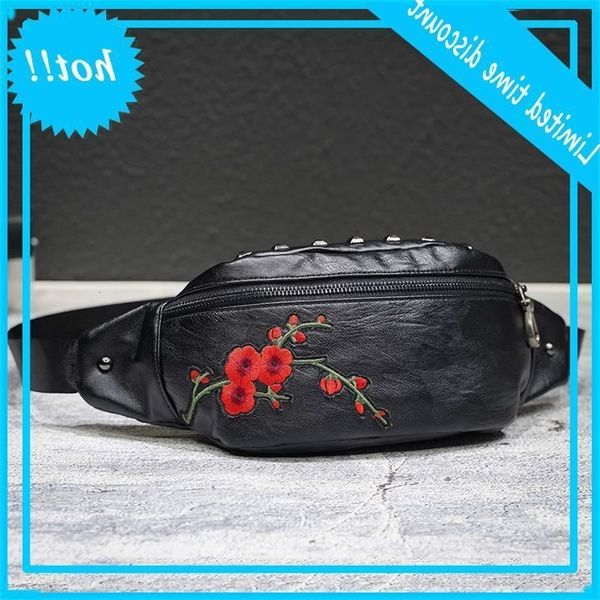 

chinese style new waist chest korean embroidery fashion men's hanging bag large capacity leisure