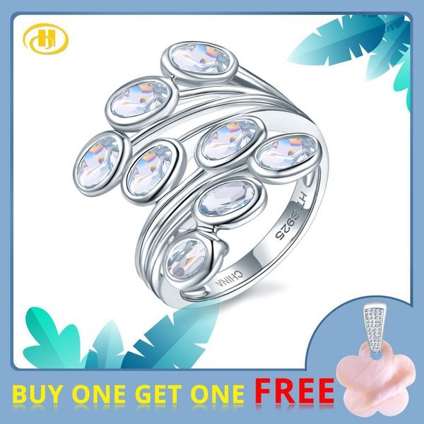

hutang women's rings natural aquamarine wedding ring 925 sterling silver leaf fine gemstone elegant jewelry for gift new 201006, Golden;silver