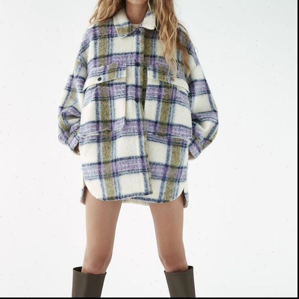 

malina casual turn down collar blouses women fashion loose plaid printed shirts women elegant pockets female ladies iy, White