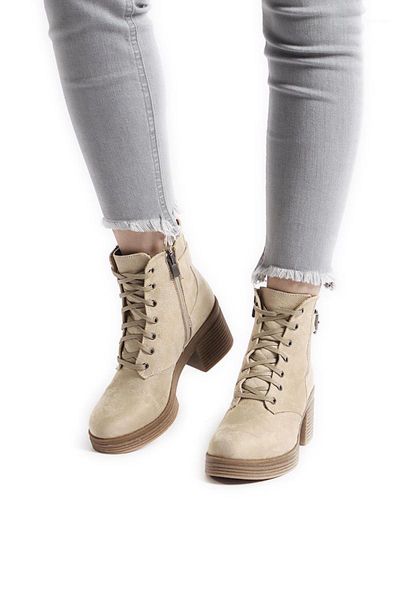 

women casual buckle detail zipper and lace-up casual boots soby110600121, Black