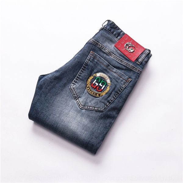 

5nik0 jeans and jeansembroidered jeans2020 new jeans men blue embroidery simple trend men's korean spring long pants men's zbtg0