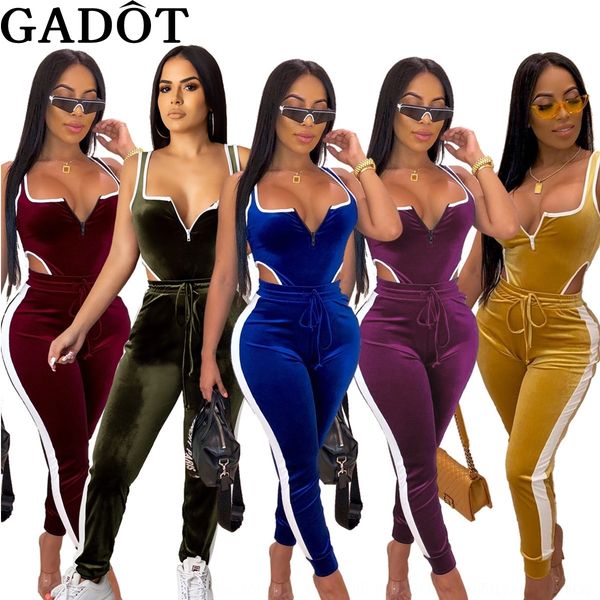 

luqzx jd5246 tights two-piece s gold velvet jogging suit pants pantsset jd5246 selling selling gold velvet jogging suit two-p, Gray