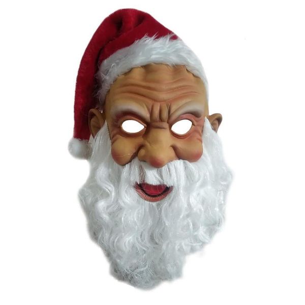 

2021 santa claus latex outdoor christmas party cosplay costume dress up mask with hat