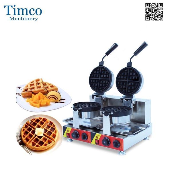 

waffle maker commercial electric double head 8pcs round shape waffle making machine1