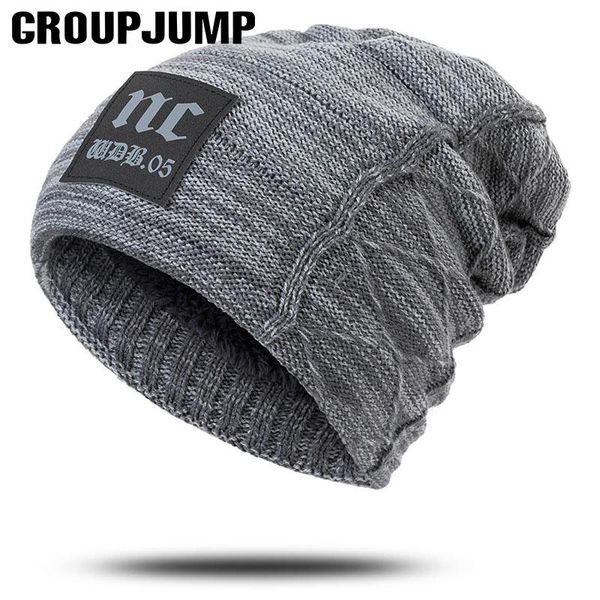 

group jump casual winter hat for men thick knitted beanie hats male keep warm men's winter beanies women designer bonnet gorro