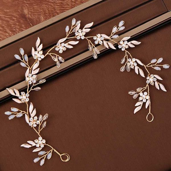 

bridal tiara rhinestone leaf headband wedding hair accessories for women gold headband hair ornaments handmade wedding headpiece, Golden;silver