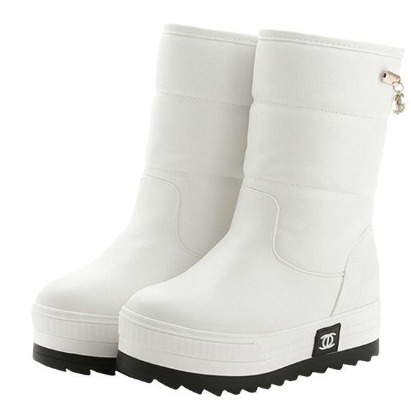 

winter women's non-slip warm short boots fashion trend casual plus velvet platform snow boots, Black