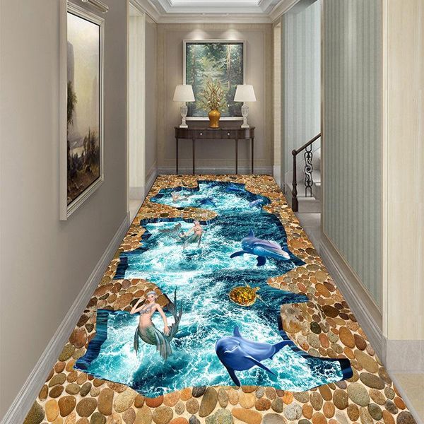 

3d dolphin mermaid corridor mat doormat bedroom kitchen rugs kids room play mat bedside area rug pastoral carpet for living room