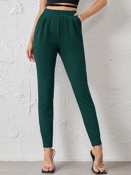

slant pocket solid pants v8ie#, Black;white