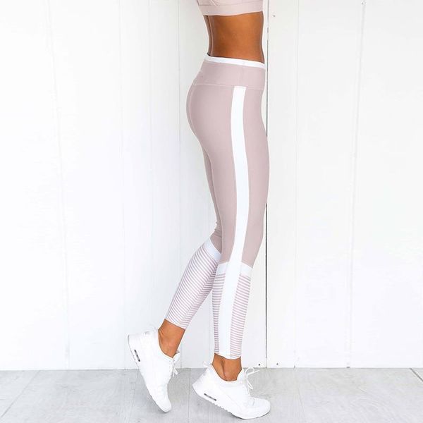 

fashion patchwork striped print fitness leggings for women workout quick dry gothic sporting pants elastic workout leggins, Black