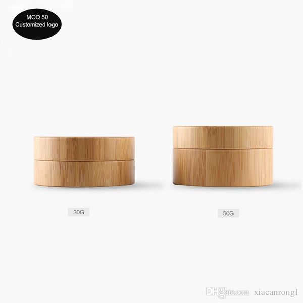 

50pcs / серия 5g / 10g / 30g / 50 новый дизайн крем банка пятно высокого класса бамбук cosmetic розлив бутылка крем
