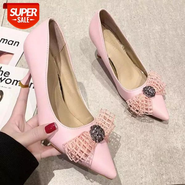

rhinestone bowknot design genuine leather high heels fashion party wedding shoes women pumps zapatos rojos mujer #kd4d, Black