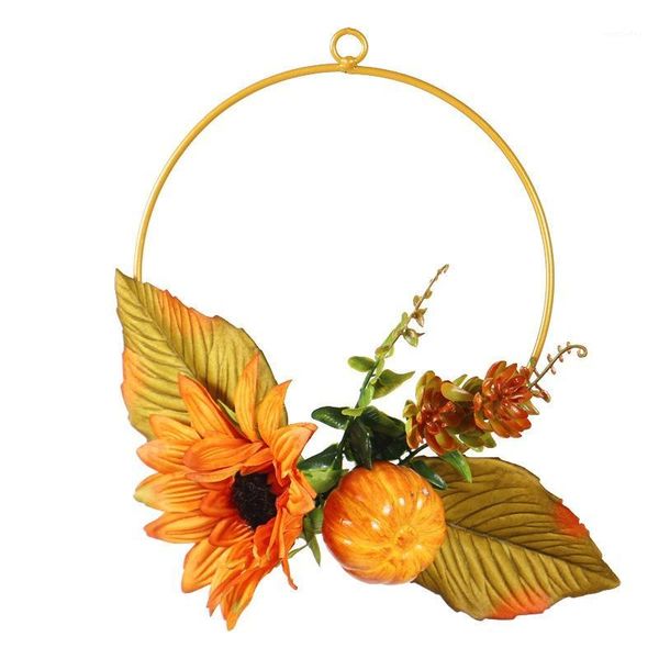 

decorative flowers & wreaths thanksgiving simulation plant sunflower iron ring door hanging halloween christmas ornaments1