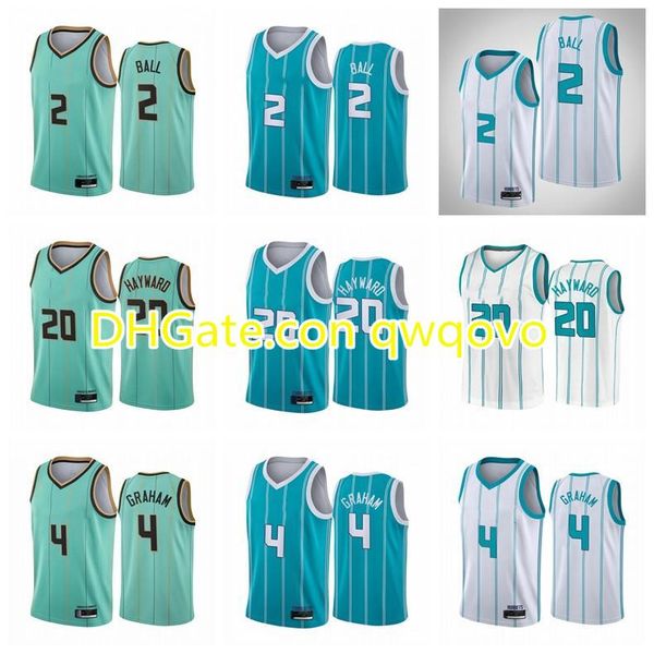 

charlotte hornets men lamelo ball gordon hayward devonte graham 2020/21 swingman city basketball jersey green buzz new uniform, Black;red