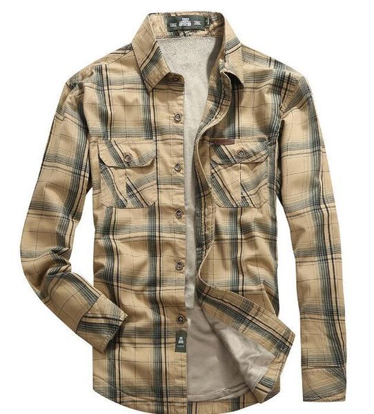 

2021 new shirts from winter men's warm wool in long men occasional shirt plus size 5xl n61q, White