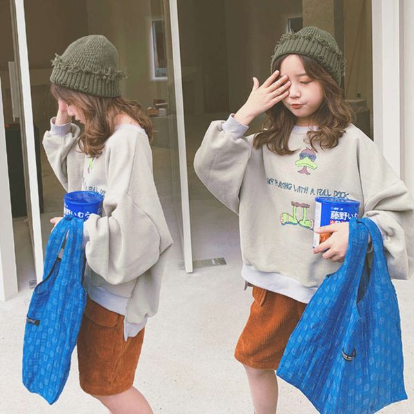 

grey long sve autumn and winter fashionable letter pullover for girls of korean version in 2020, Black