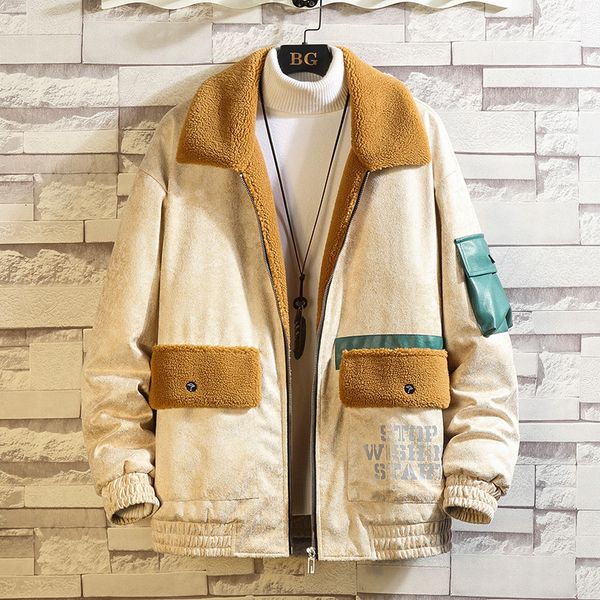 

2021 new jacket black men's winter thick warm plus velvet coat woolen blend uavm