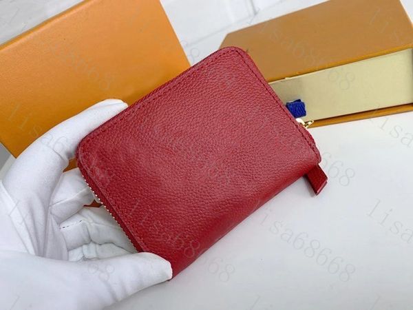 

m600672 wholesale coin purse designer short wallet for women colourful card holder original box women classic zipper pocket, Red;black