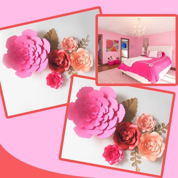 

decorative flowers & wreaths diy artificial fleurs artificielles backdrop giant paper 5pcs leave 3pcs for bedroom wall deco color theme1
