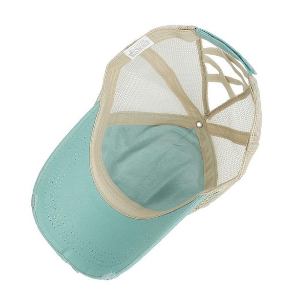 

washed cotton baseball cap women adjustable ponytail mesh summer hat girl sun hat for women bone casquette girl out jllkge, Black;white