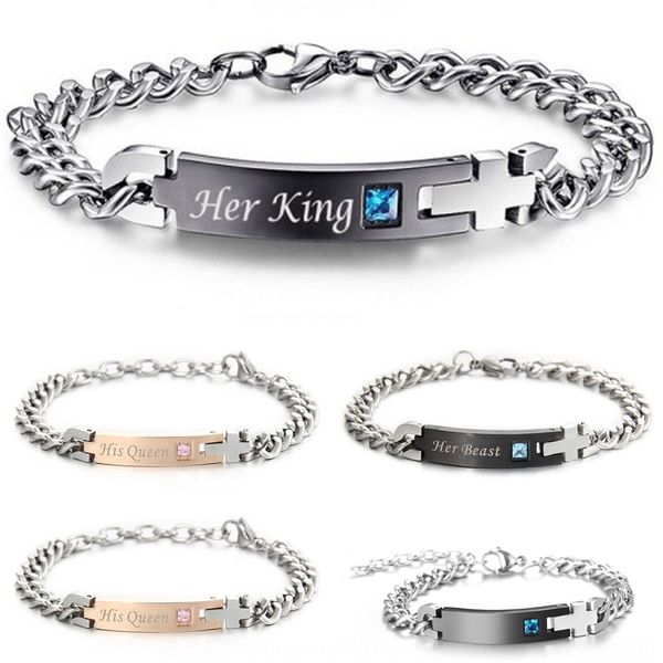 

k9im9 lovers queen her king rose gold black titanium king his stainless queen her stainless rose gold bracelet black titanium steel his stee, Golden;silver