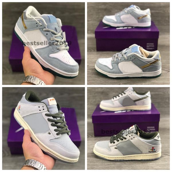 

2021 new sean cliver x travis scotts sb playstation dunks low running shoes gold sliver women mens trainers outdoor sneakers zapatos